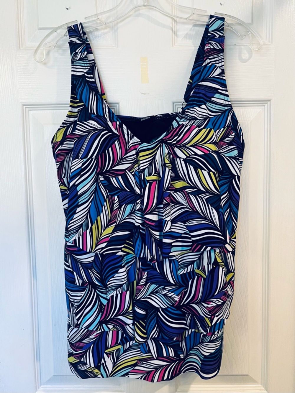 Evan’s Women’s Tiered Tankini Swimsuit Bathing Suit Top Multicolored L (14)